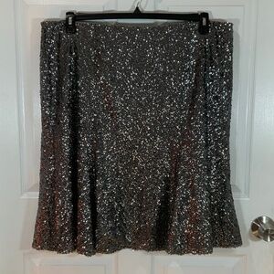Lane Bryant Silver Sequin Elastic Waist Holiday Mini Skirt Plus Size 24 New